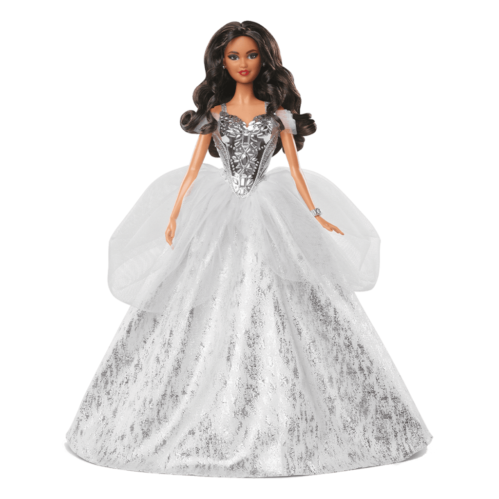2021 Holiday Barbie Doll, Brunette Curly Hair